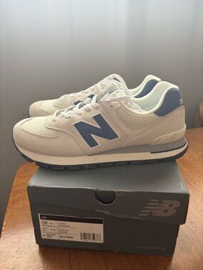 New Balance Men's 574 Sneakers in Off-White and Light Blue